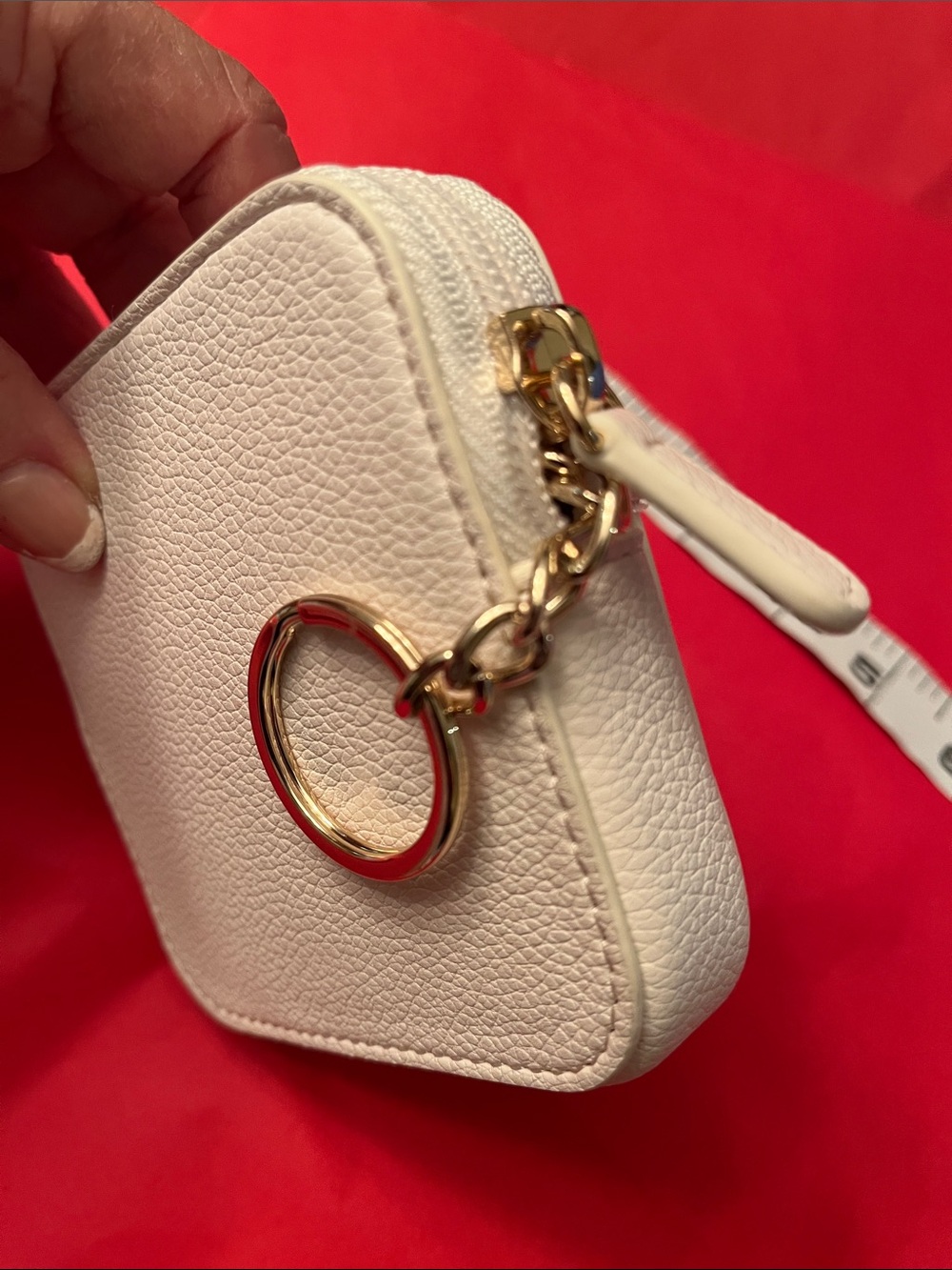 NEW LC Lauren Conrad Velvet Bow Holiday Coin Pouch w/ Cherry Accent, Key Chain - Picture 8 of 9